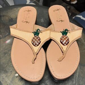 Pineapple Embellished Tan Sandals